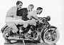 Calcio Padova anni '50. Una scherzosa immagine di Perazzolo alla guida di una Guzzi con i compagni a seguito...di corsa verso la serie A (Laura Calore)
